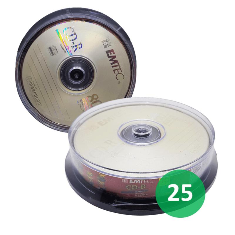 Pacote Com 25 CD-R EMTEC Para Armazenamento De Vídeo 80min 700MB